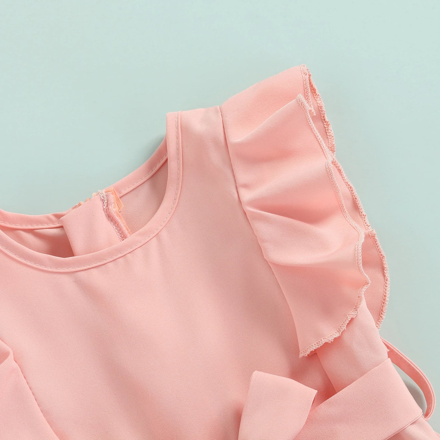 Toddler Baby Girl Summer Romper Off Shoulder Solid Pink O-Neck Jumpsuit Casual Clothing