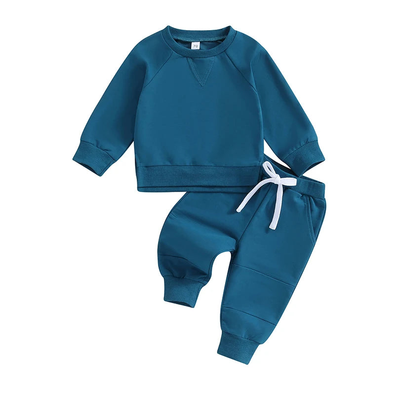 Toddler Baby Boys Fall Outfits Long Sleeve Split Hem Sweatshirt Tops Pocket Pants Kid Clothes Sets