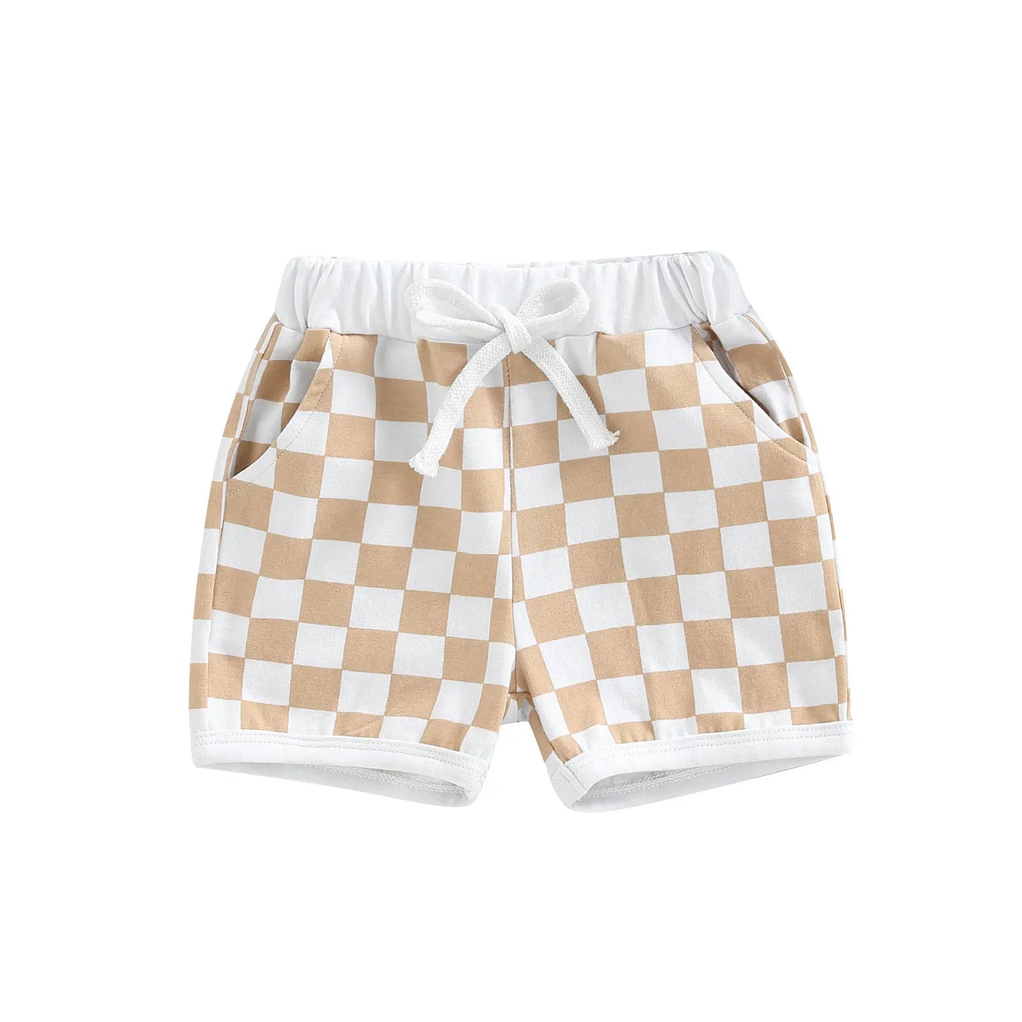 Toddler Baby Boys Elastic Shorts with Checkered Print 2 Colors