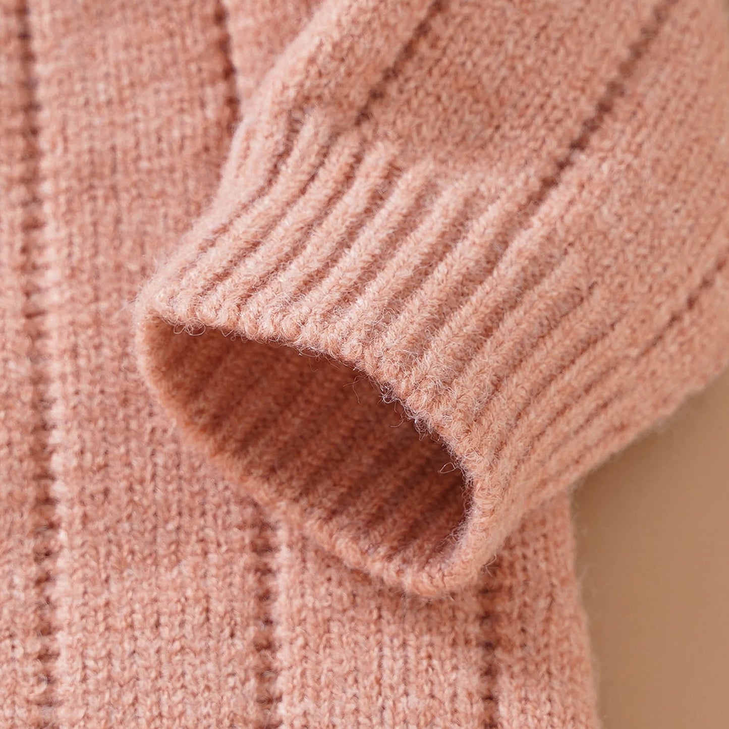 Winter Jumpsuit and Cap, Solid Color Long Sleeve Single-breasted Knitted Romper, 0-18 Months