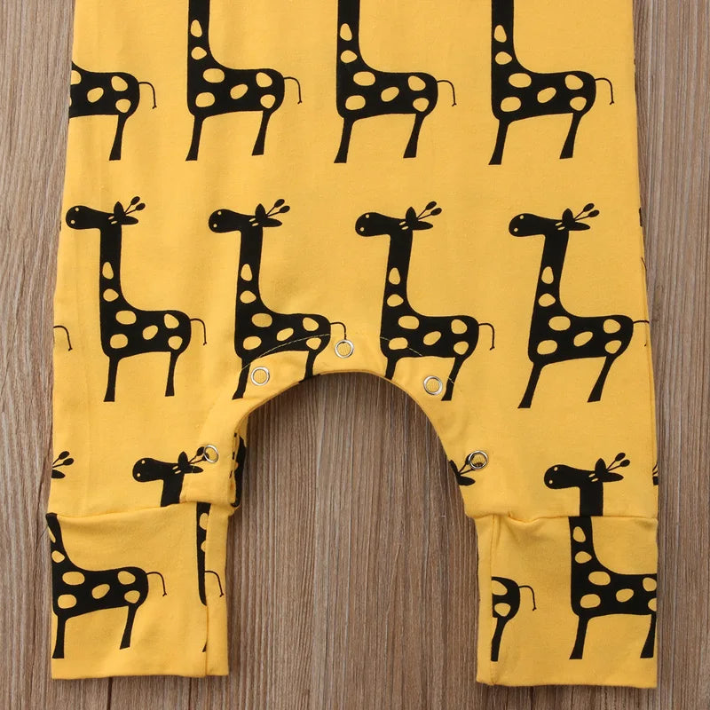Newborn Toddler Baby Boy Girl Summer Romper Print Animal Jumpsuit Outfits Sunsuit