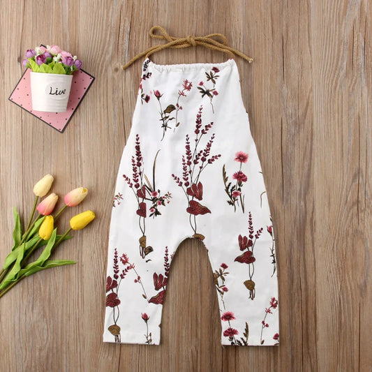 Baby Girl Romper Sleeveless O-Neck Summer Floral Strap Romper Jumpsuit Fashion Clothes