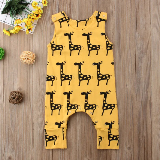 Newborn Toddler Baby Boy Girl Summer Romper Print Animal Jumpsuit Outfits Sunsuit