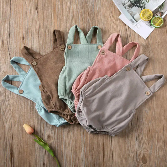 Newborn Kids Baby Unisex Velvet Cotton Solid Sleeveless Bodysuit Outfits Jumpsuit