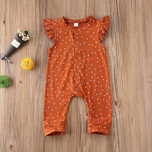 Summer Newborn Baby Girl Clothing Off Shoulder Dot Printed Romper Jumpsuit Outfit