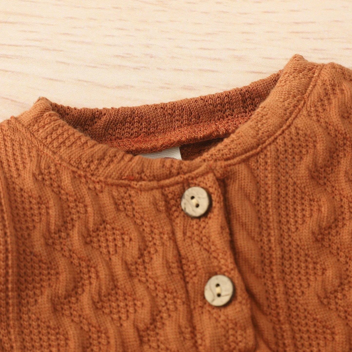 Baby Girl Romper Tops Pants Suit Newborn Infant Long Sleeve Round Neck Button Sweater Knitting Trousers
