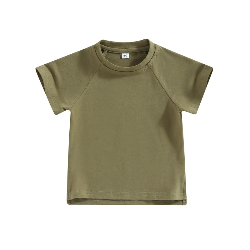 Toddler Boys Summer Tops Solid Color Short Sleeve O Neck Loose T-shirt