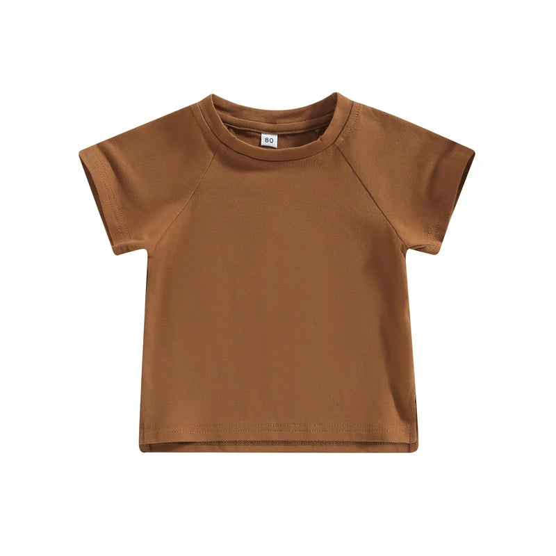 Toddler Boys Summer Tops Solid Color Short Sleeve O Neck Loose T-shirt