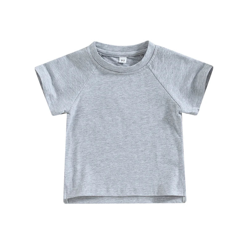 Toddler Boys Summer Tops Solid Color Short Sleeve O Neck Loose T-shirt