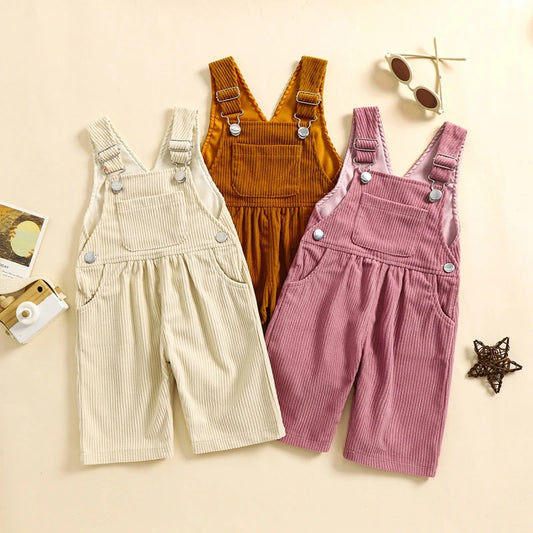Baby Girl Summer Overalls Infant Wide Leg Solid Color Jumpsuit Front Pocket Suspender Pants Outfits