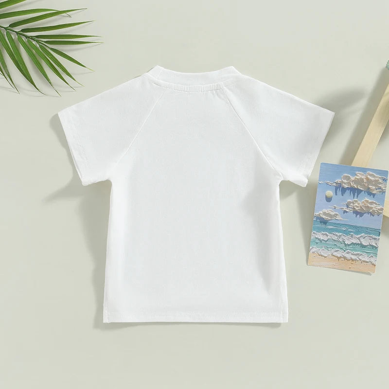 Toddler Boys Summer Tops Solid Color Short Sleeve O Neck Loose T-shirt
