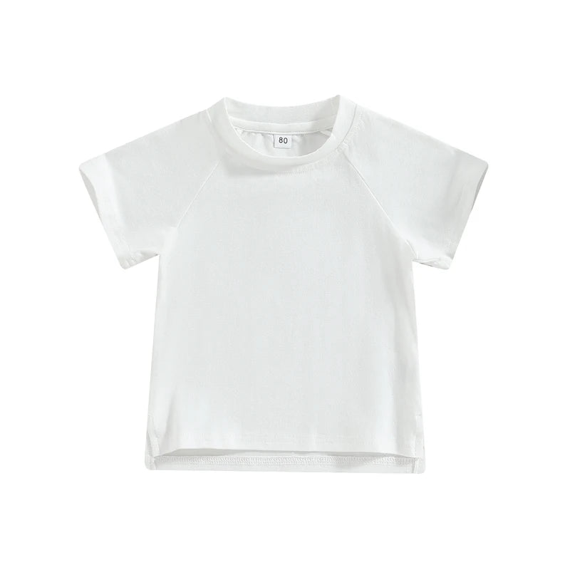 Toddler Boys Summer Tops Solid Color Short Sleeve O Neck Loose T-shirt