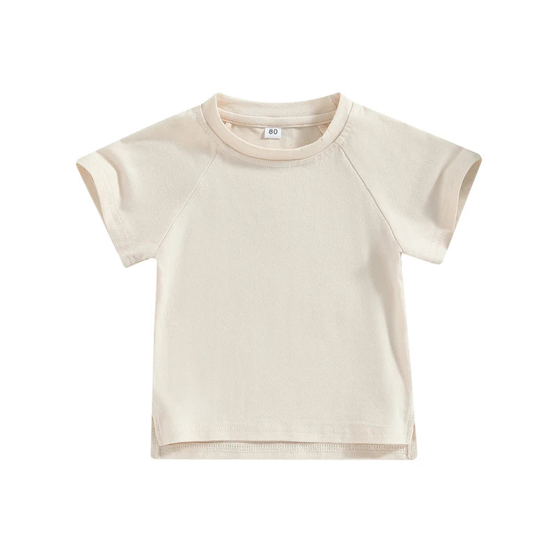 Toddler Boys Summer Tops Solid Color Short Sleeve O Neck Loose T-shirt