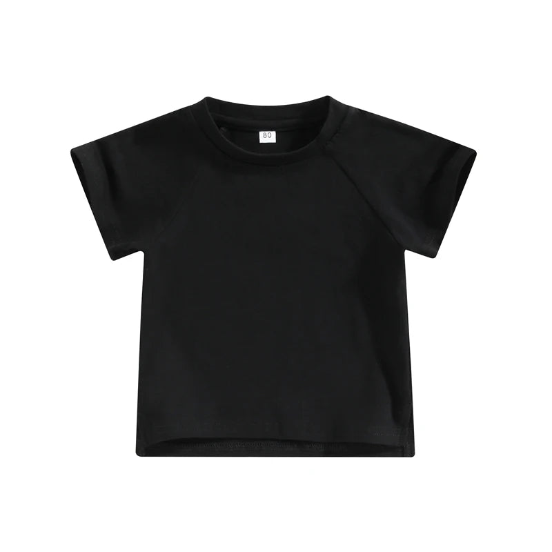 Toddler Boys Summer Tops Solid Color Short Sleeve O Neck Loose T-shirt