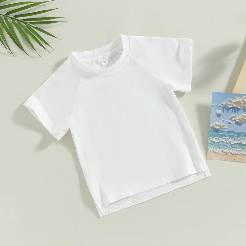 Toddler Boys Summer Tops Solid Color Short Sleeve O Neck Loose T-shirt