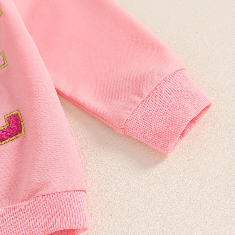Baby Girl 2Pcs Birthday Outfits Long Sleeve Letter Embroidery Pullover + Pants Set Toddler Fall Clothes