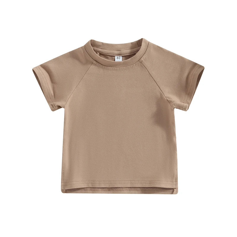 Toddler Boys Summer Tops Solid Color Short Sleeve O Neck Loose T-shirt
