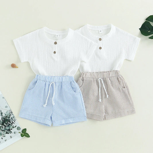 Toddler Baby Girls 2Pcs Summer Outfits Short Sleeve T-Shirt Tops Elastic Waistband Shorts Set Clothes