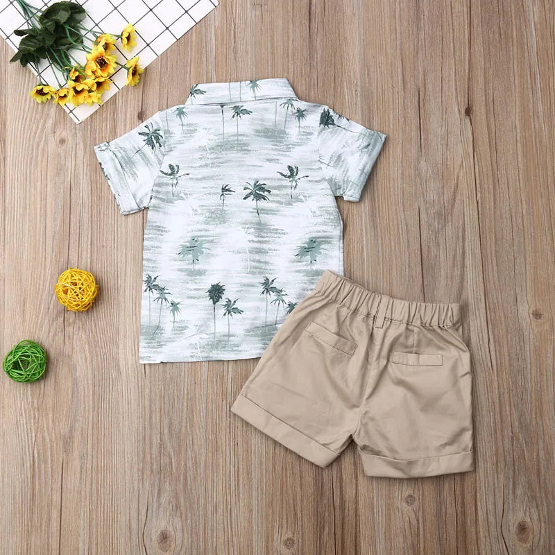 Toddler Kids Baby Boy Gentleman Clothes Outfits Short Sleeve Shirts+Pants Clothing Set For Baby Boy 1-6T