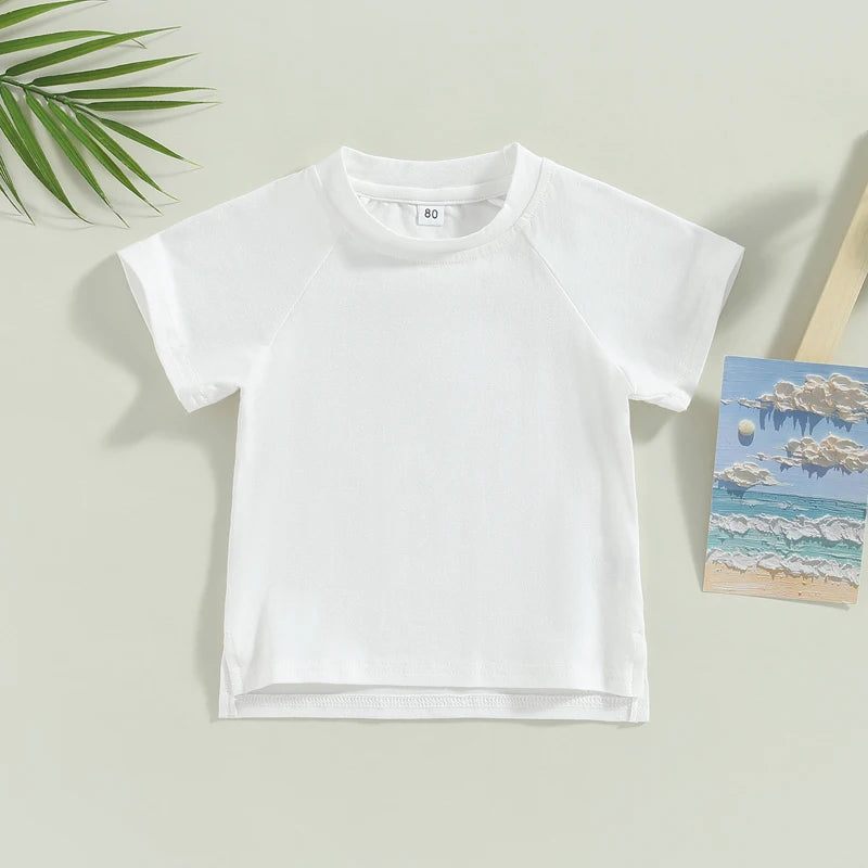 Toddler Boys Summer Tops Solid Color Short Sleeve O Neck Loose T-shirt