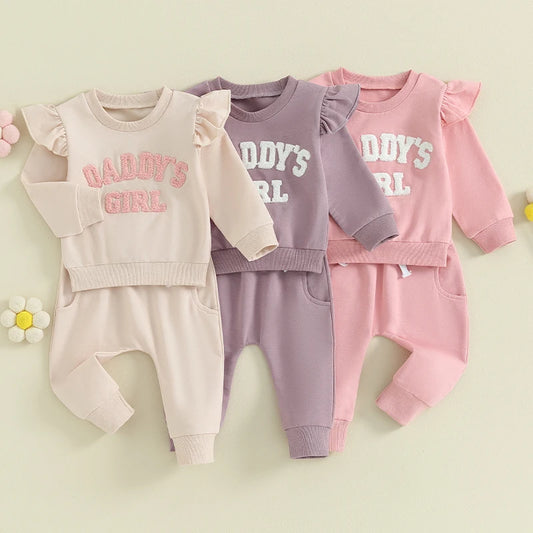 Baby Girl Clothes Daddys Girl Long Sleeve Crewneck Sweatshirt Top Casual Pants Fall Winter Outfits