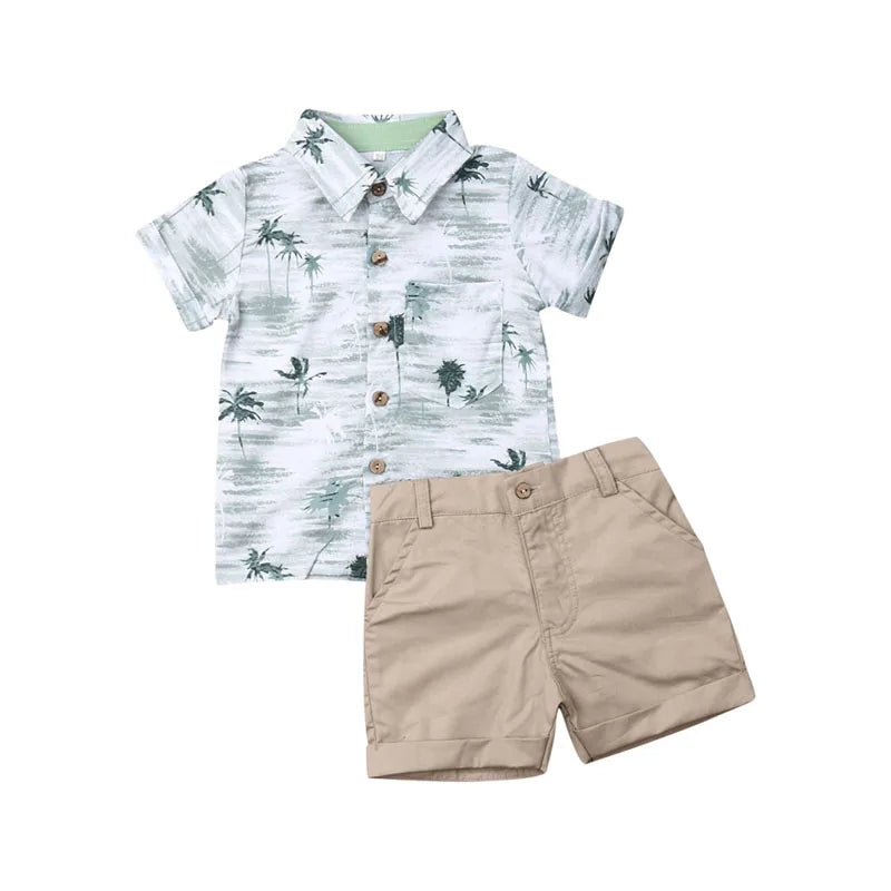 Toddler Kids Baby Boy Gentleman Clothes Outfits Short Sleeve Shirts+Pants Clothing Set For Baby Boy 1-6T